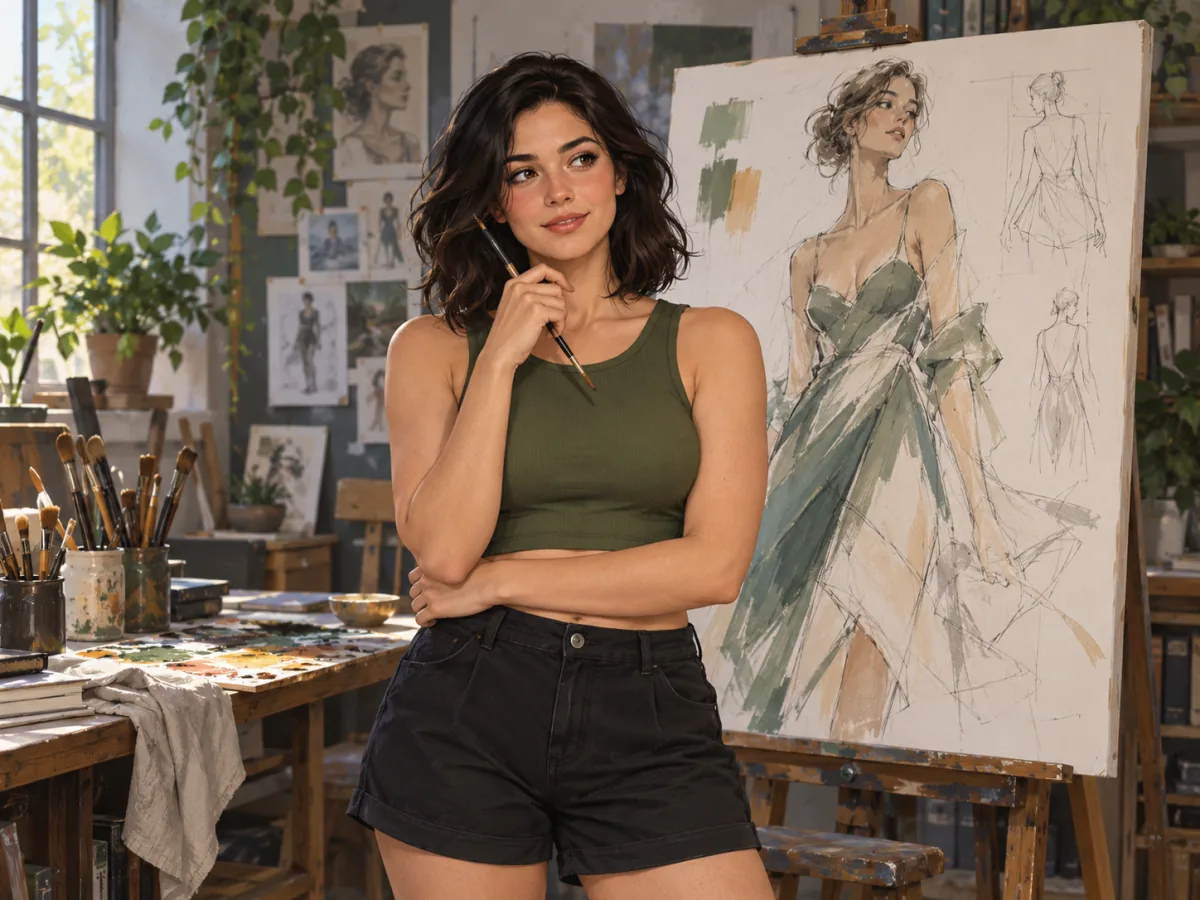 Mujer en una mesa de dibujo